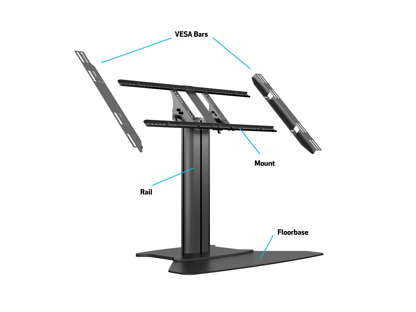 Multibrackets M 80 HD Single Black Tilt & Table Floor Stand for 32"-55" Screens | 7350073736799 Floor Stand Multibrackets