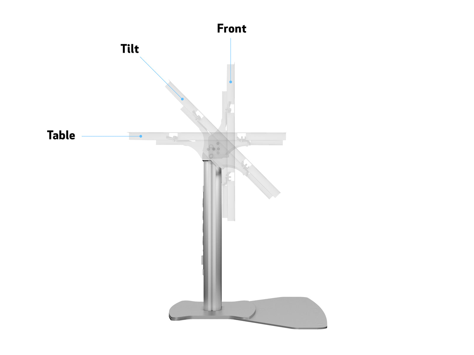 Multibrackets M 80 HD Single Silver Tilt & Table Floor Stand for 32"-55" Screens | 7350073736805 Floor Stand Multibrackets