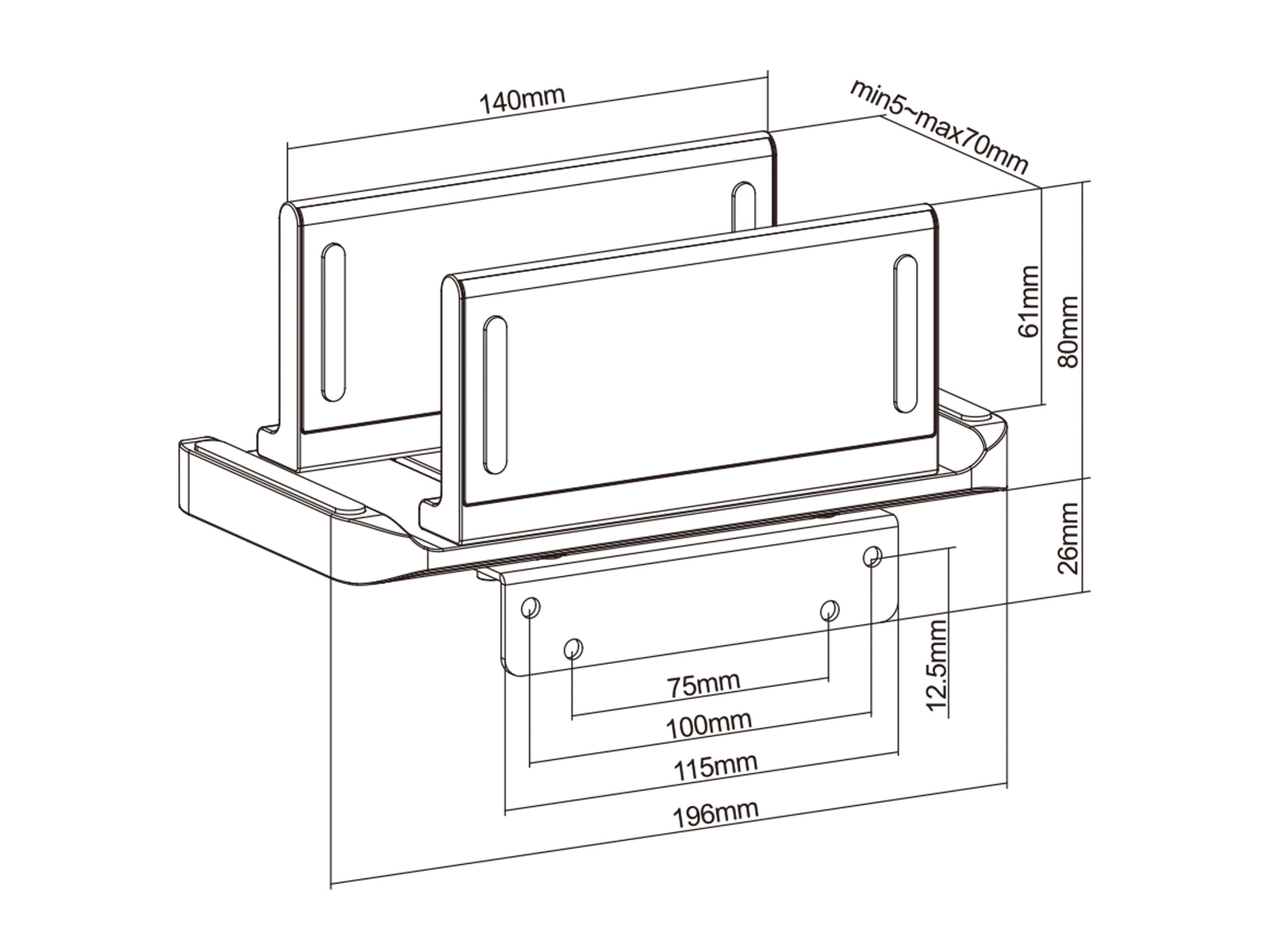 Multibrackets M Adjustable Mini PC & Thin Client Holder Up to 3kg | 7350105214455 Mount Accessories Multibrackets