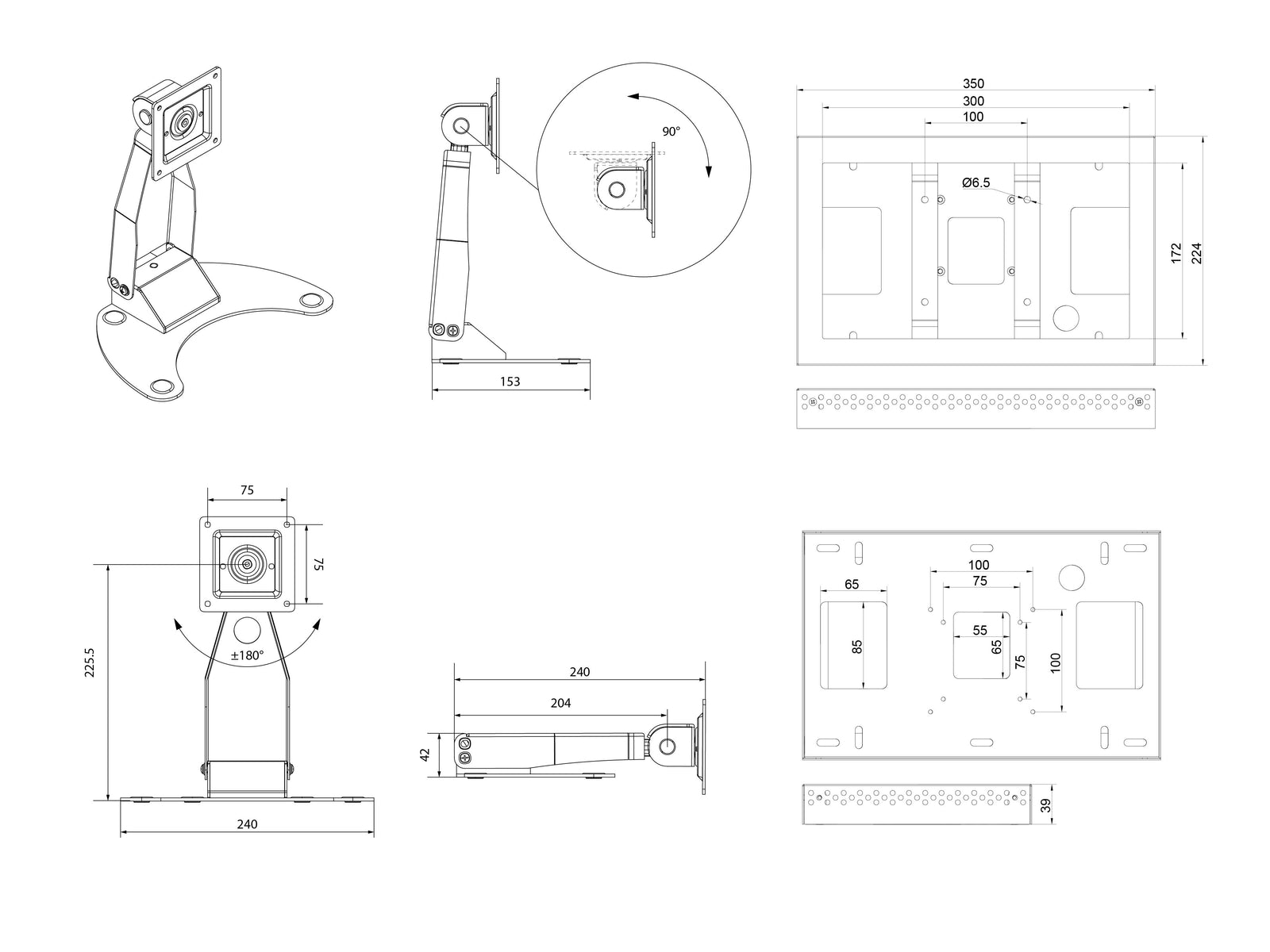 Multibrackets M Adjustable Table Stand for Samsung QB13R & QB13R-T 13" Displays | 7350105212543