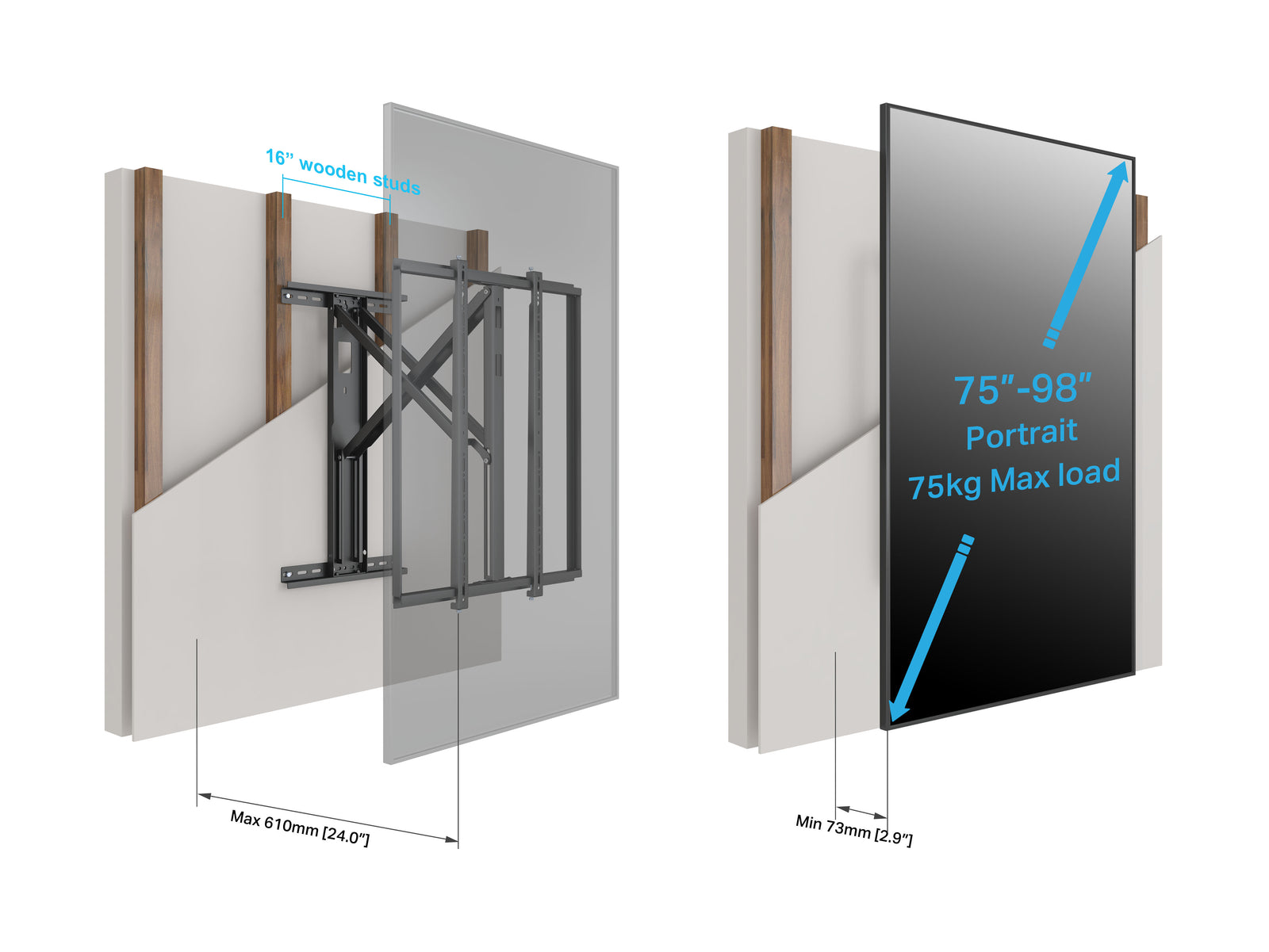 Multibrackets M Articulated Flexarm XL Full Motion Wall Mount for 75"–98" Screens | 7340234812172 Wall Mount Bracket Multibrackets