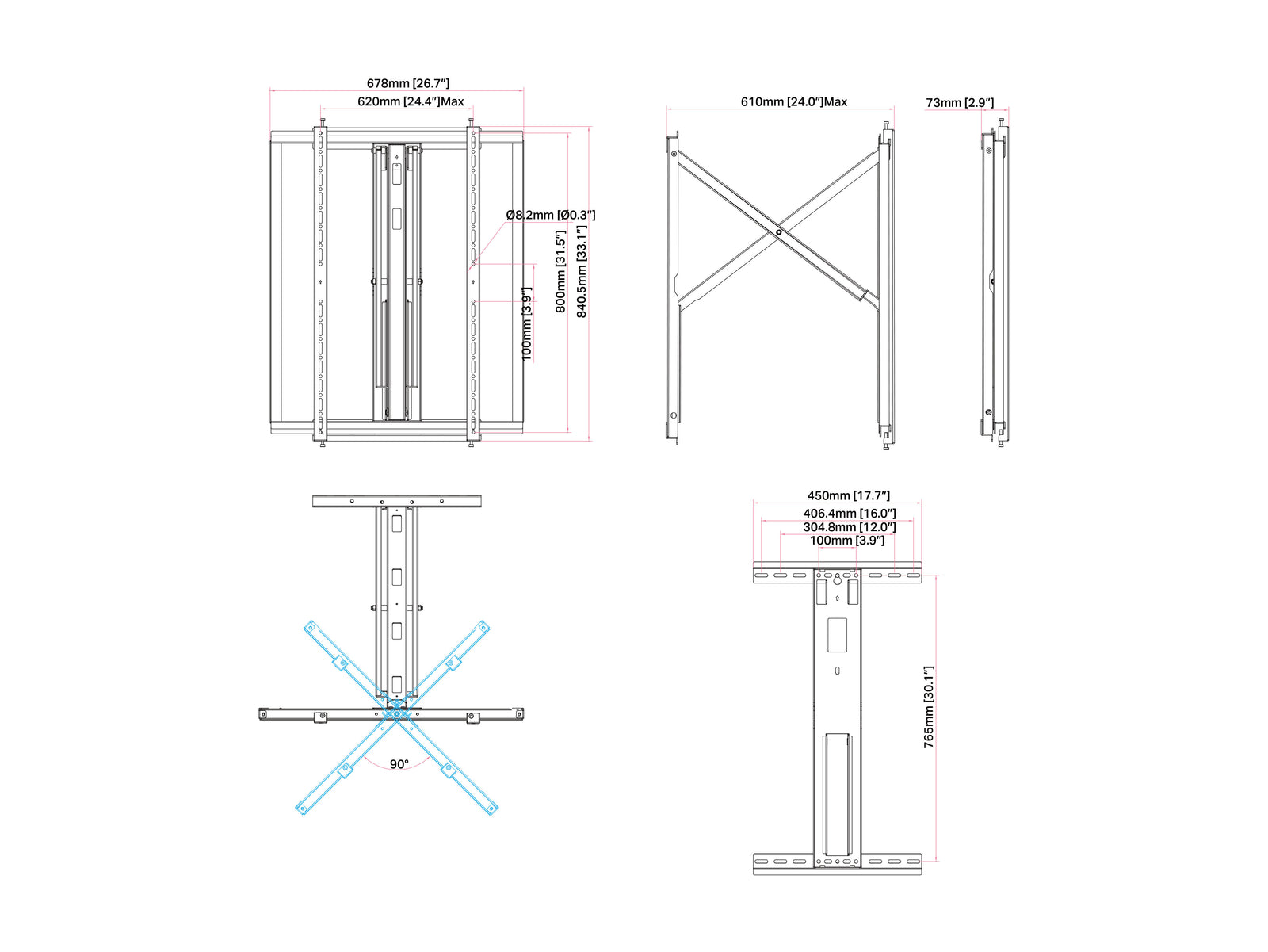Multibrackets M Articulated Flexarm XL Full Motion Wall Mount for 75"–98" Screens | 7340234812172 Wall Mount Bracket Multibrackets