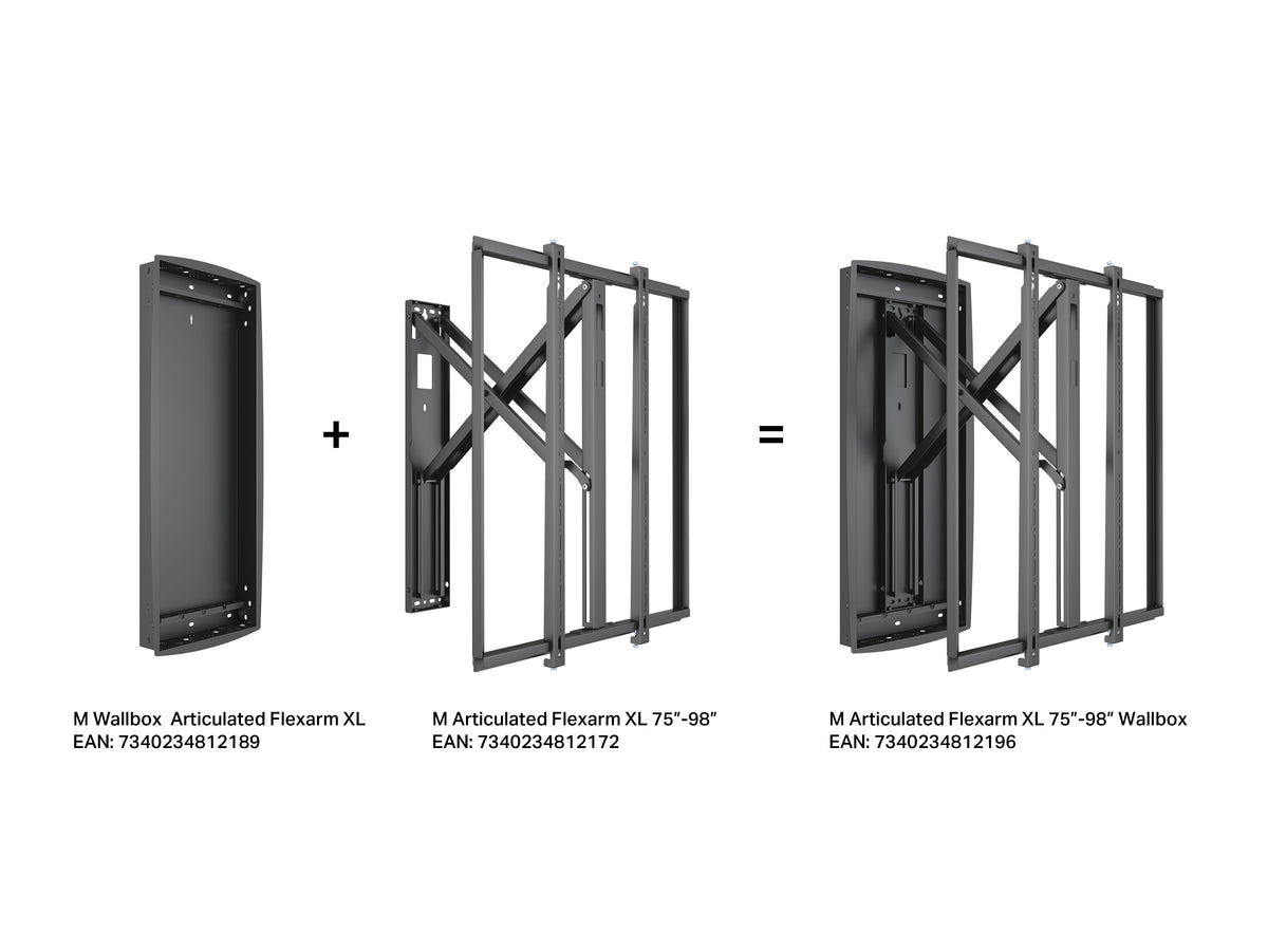 Multibrackets M Articulated Flexarm XL Recessed Full Motion Wall Mount for 75"–98" Screens | 7340234812196