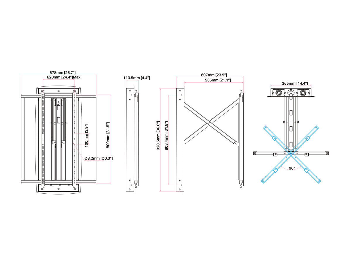 Multibrackets M Articulated Flexarm XL Recessed Full Motion Wall Mount for 75"–98" Screens | 7340234812196