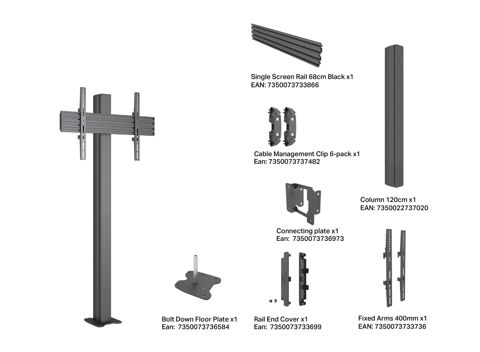 Multibrackets MBBDC1U M Pro Bolt Down Floor Stand For 55"-86" Screens | 7350105219320