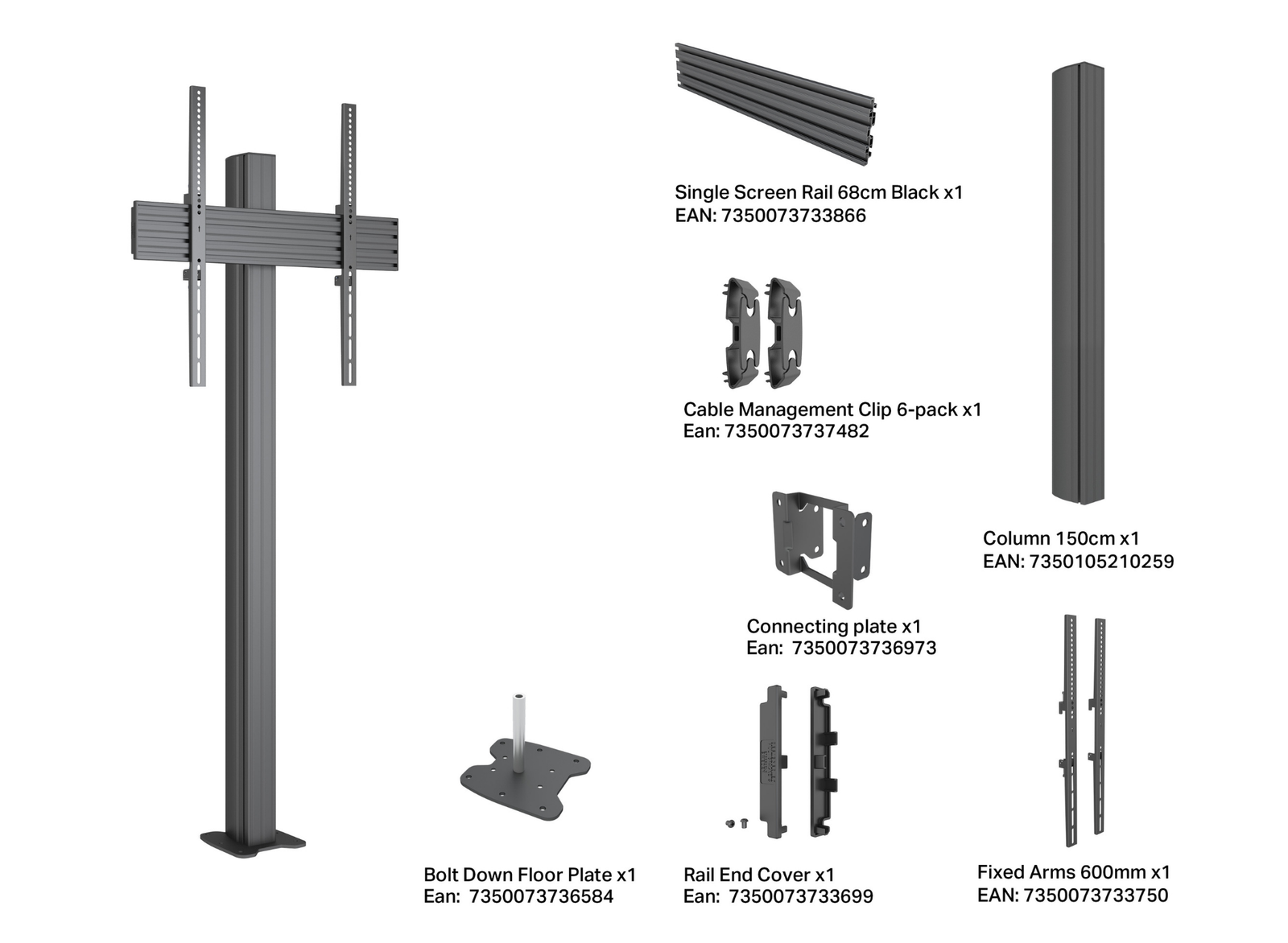 Multibrackets MBBDC1U M Pro Floor Stand For 55"-86" Screens | 7350105219290