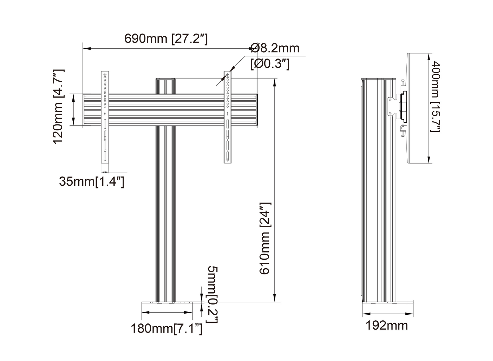 Multibrackets MBBDC1U M Pro Floormount Column For 32"-65" Screens | 7350105219313