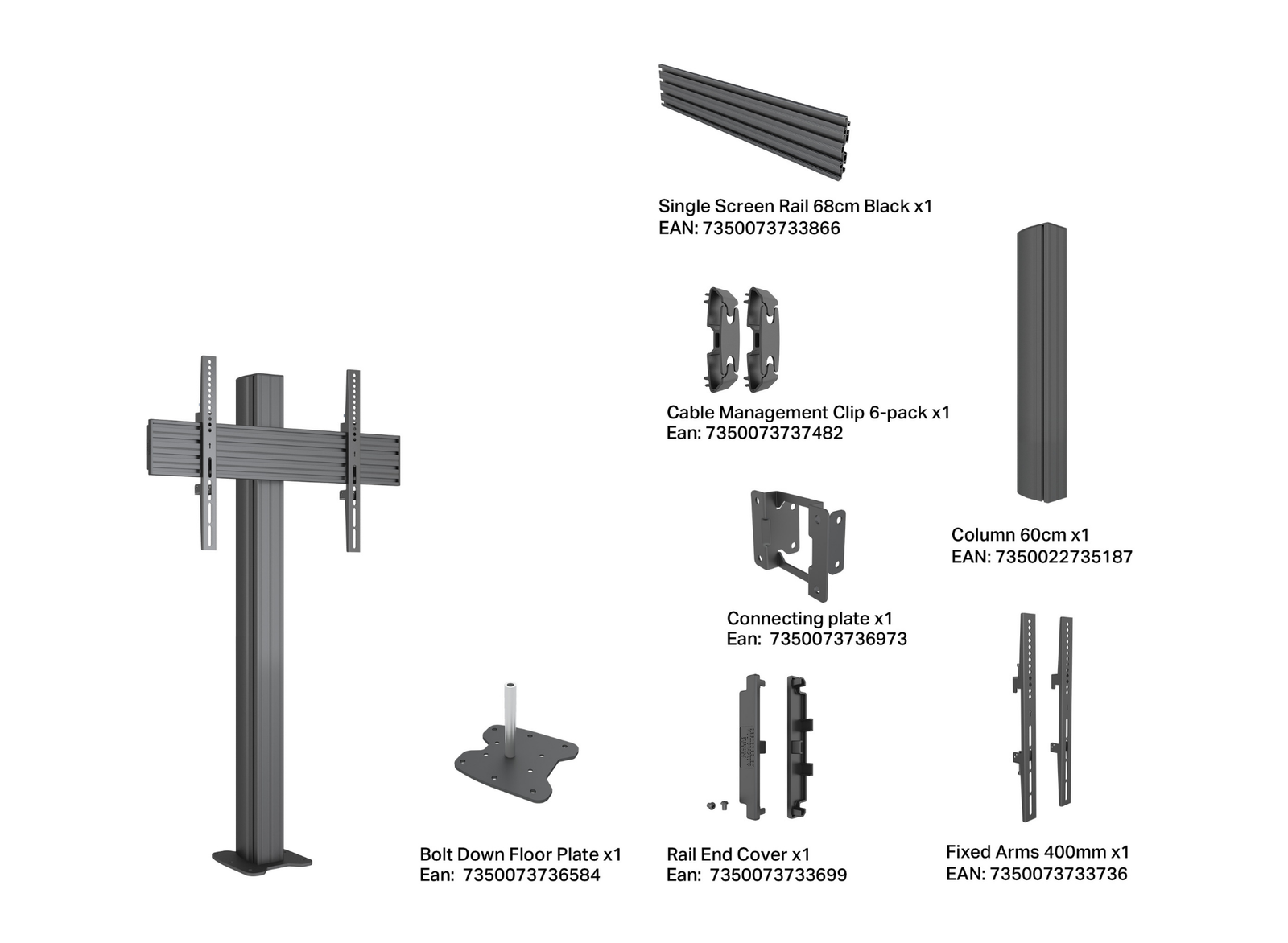 Multibrackets MBBDC1U M Pro Floormount Column For 32"-65" Screens | 7350105219313
