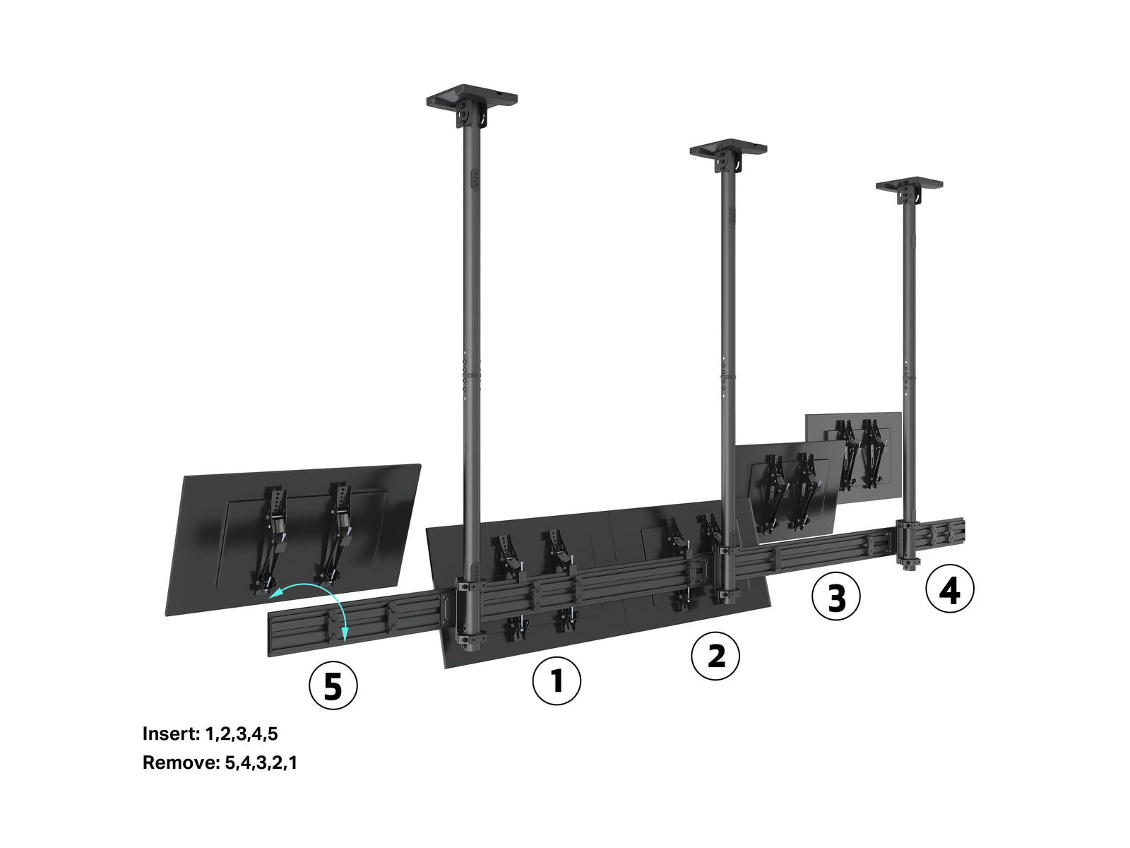 Multibrackets MBC5X1U M Pro Five Screen Ceiling Mount For 32"-50" Screens | 7340234810642 Ceiling Mount Bracket Multibrackets