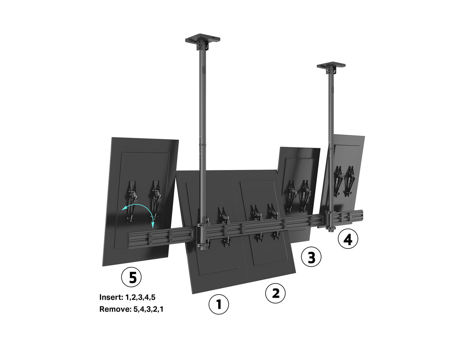 Multibrackets MBC5X1UP-43 M Pro Five Screen Ceiling Mount For Up to 43" Screens | 7350105219009 Ceiling Mount Bracket Multibrackets