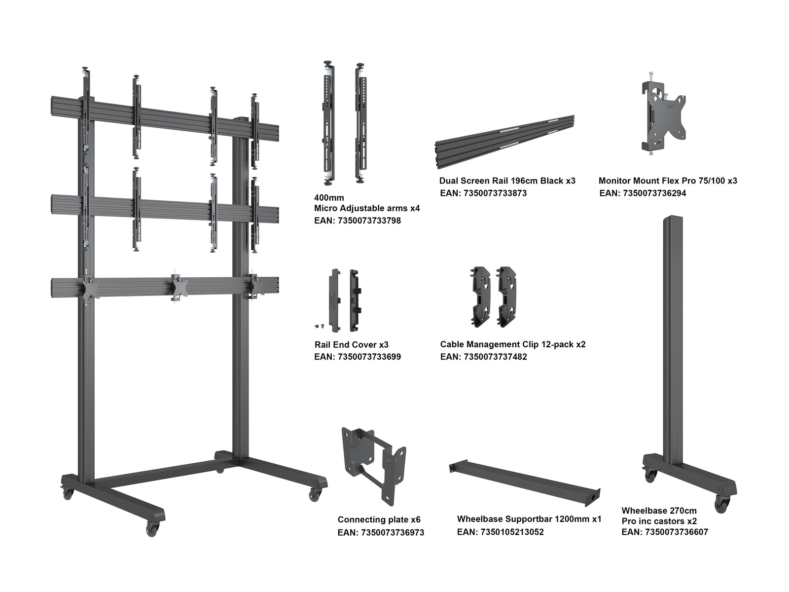 Multibrackets MBF2x2Ux3 M Pro Floor Stand For 27"-65" Screens | 7350105216909