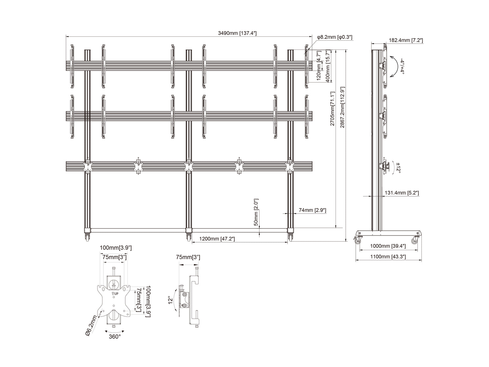Multibrackets MBF3x2Ux5 M Pro Floor Stand For 27"-65" Screens | 7350105216916