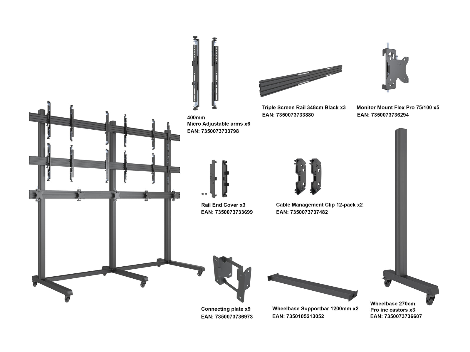 Multibrackets MBF3x2Ux5 M Pro Floor Stand For 27"-65" Screens | 7350105216916