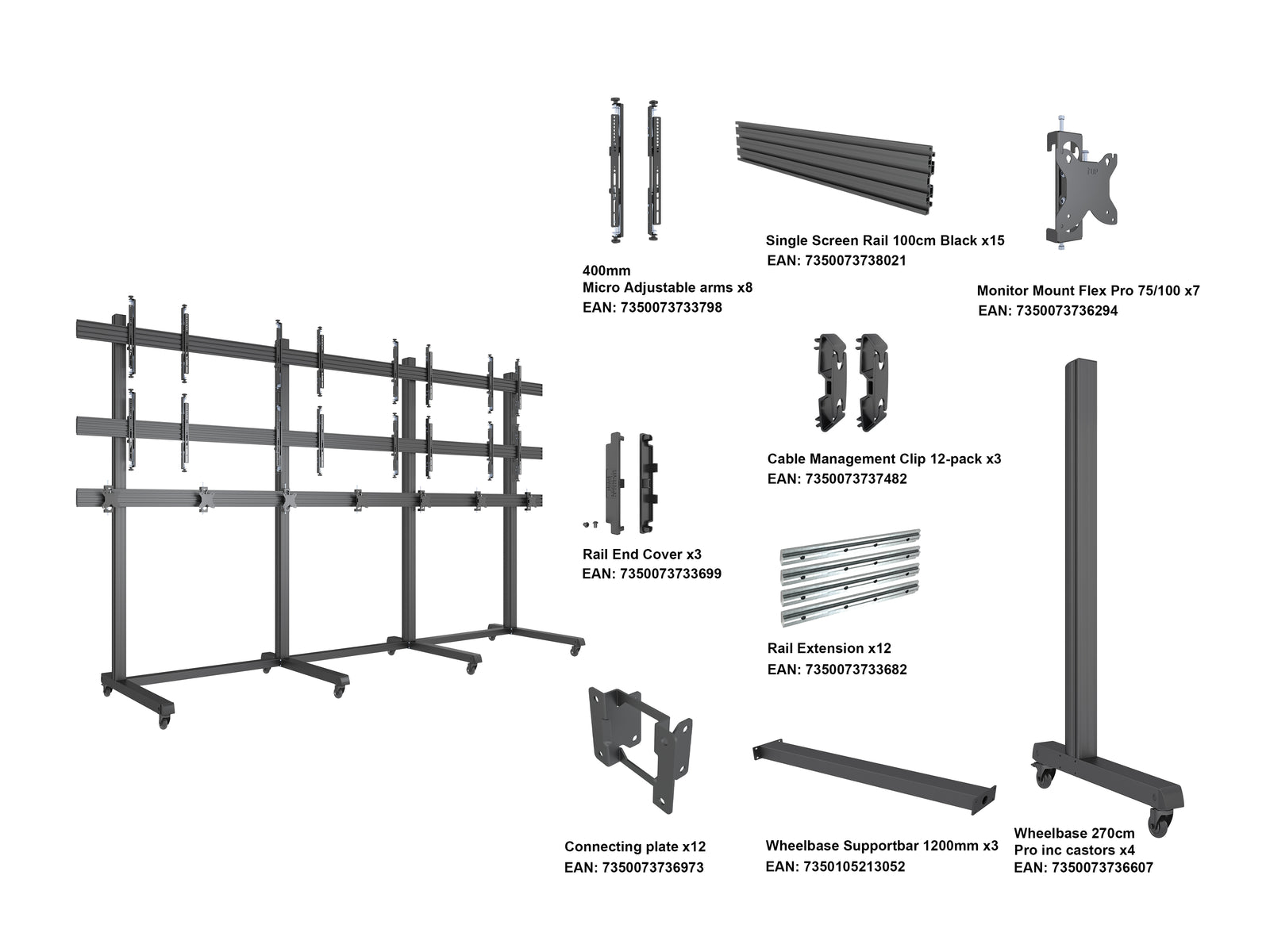 Multibrackets MBF4x2Ux7 M Pro Floor Stand For 27"-65" Screens | 7350105216923