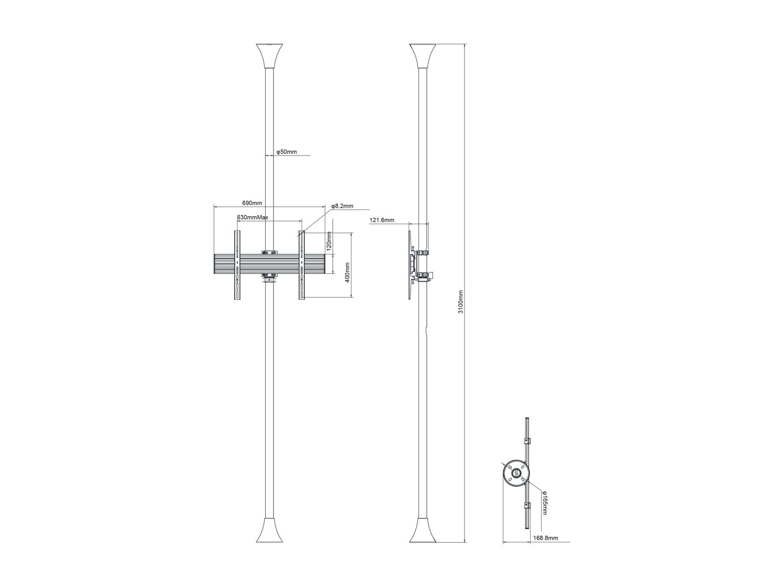 Multibrackets MBFC1U M Pro 3m Floor to Ceiling Mount For 40"-65" Screens | 7340234812479