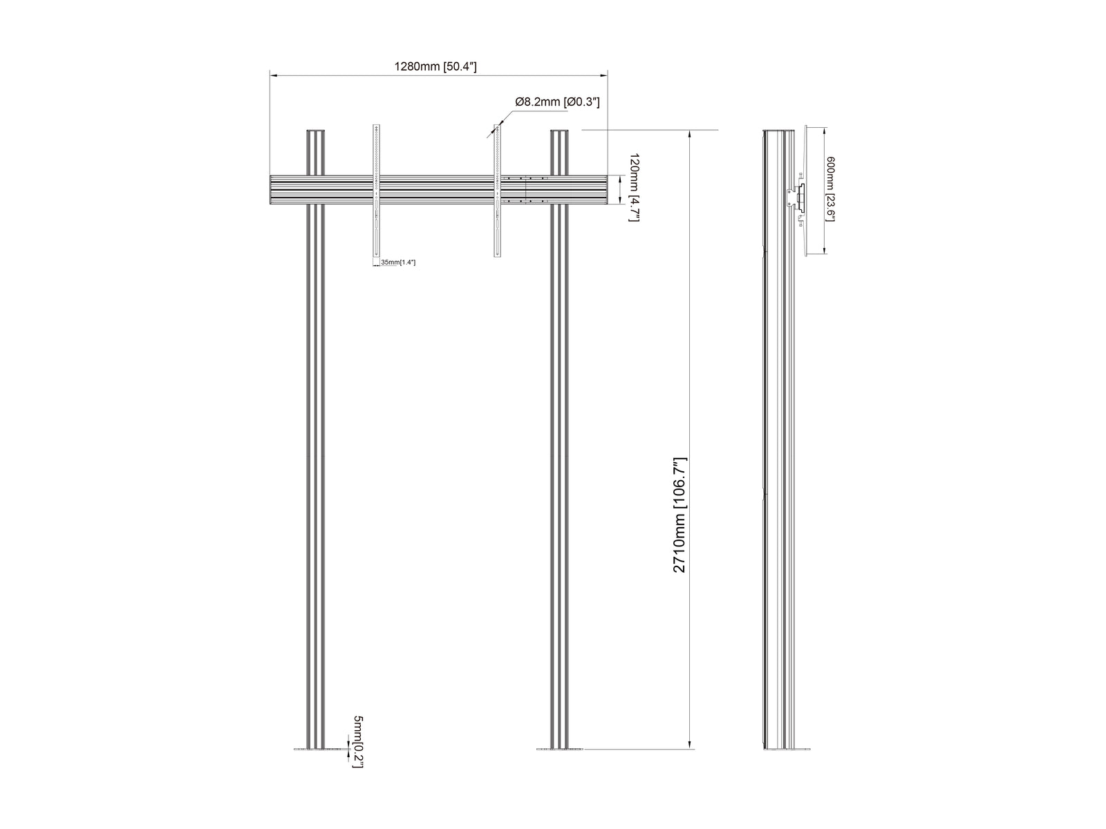 Multibrackets MBFC1U M Pro Floormount Column For 75"-110" Screens | 7350105219559