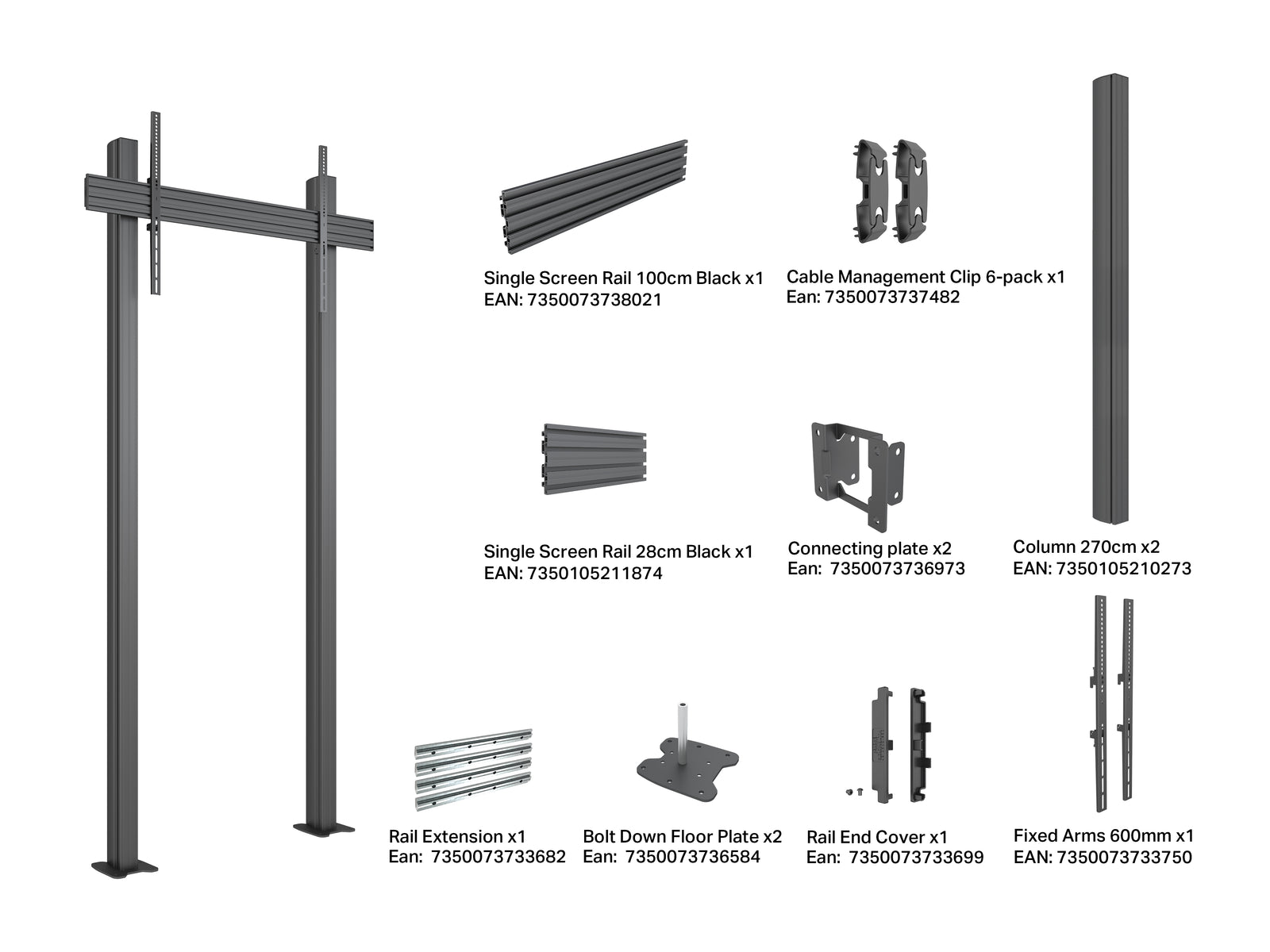 Multibrackets MBFC1U M Pro Floormount Column For 75"-110" Screens | 7350105219559