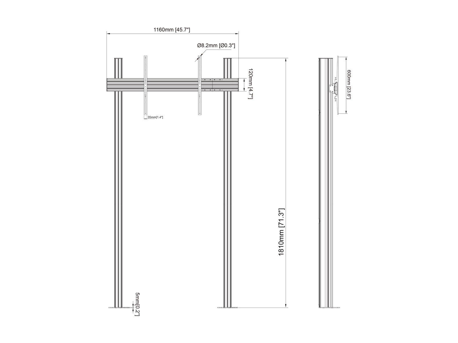 Multibrackets MBFC1U M Pro Floormount Column For 75"-98" Screens | 7350105219542