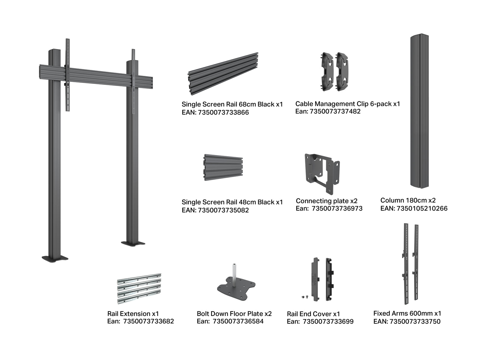 Multibrackets MBFC1U M Pro Floormount Column For 75"-98" Screens | 7350105219542