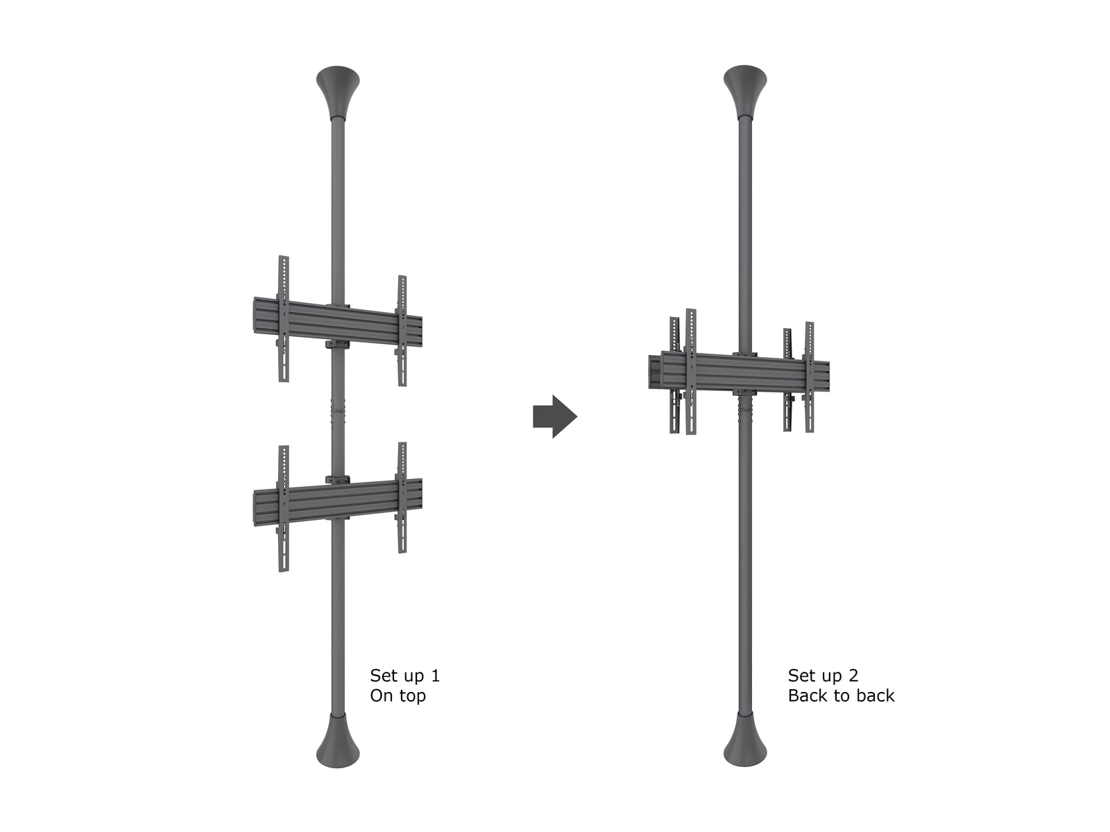Multibrackets MBFC2U M Pro 3m 2-Screen Floor to Ceiling Mount For 40"-65" Screens | 7350073733637