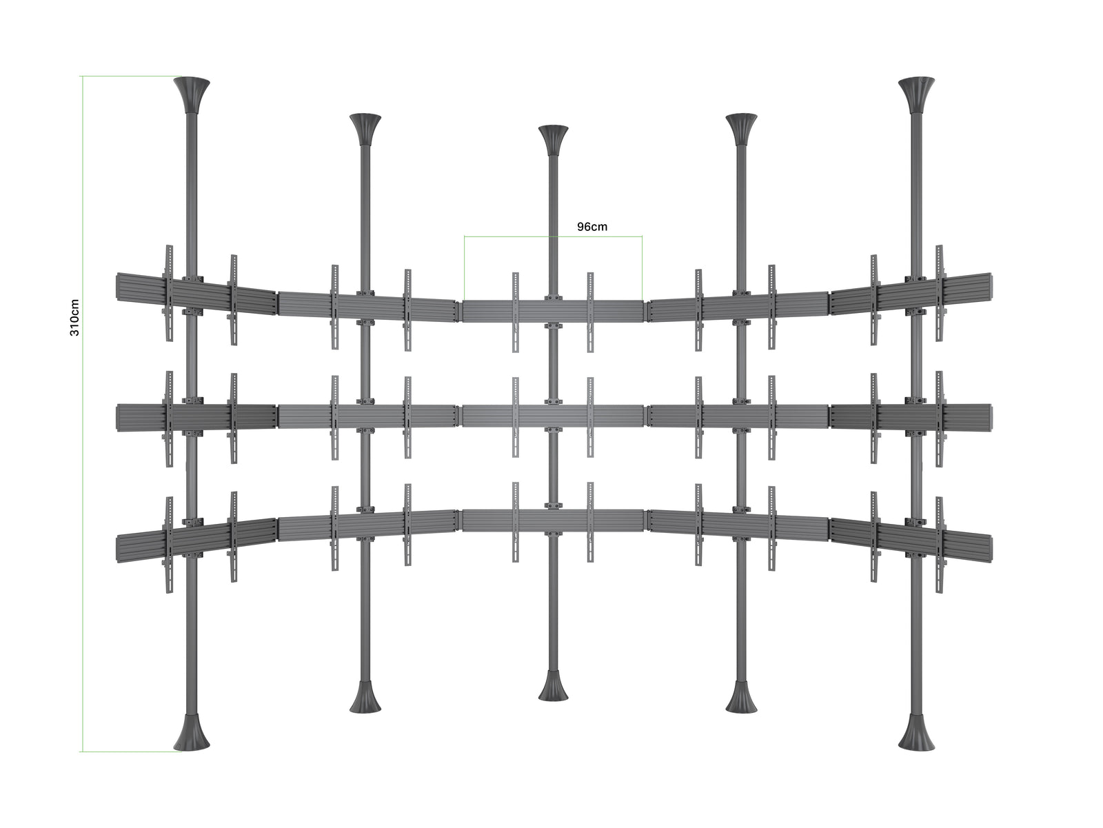 Multibrackets MBFC5UX3S M Pro 3m 15-Screen Floor to Ceiling Mount For 40"-65" Screens | 7340234811601