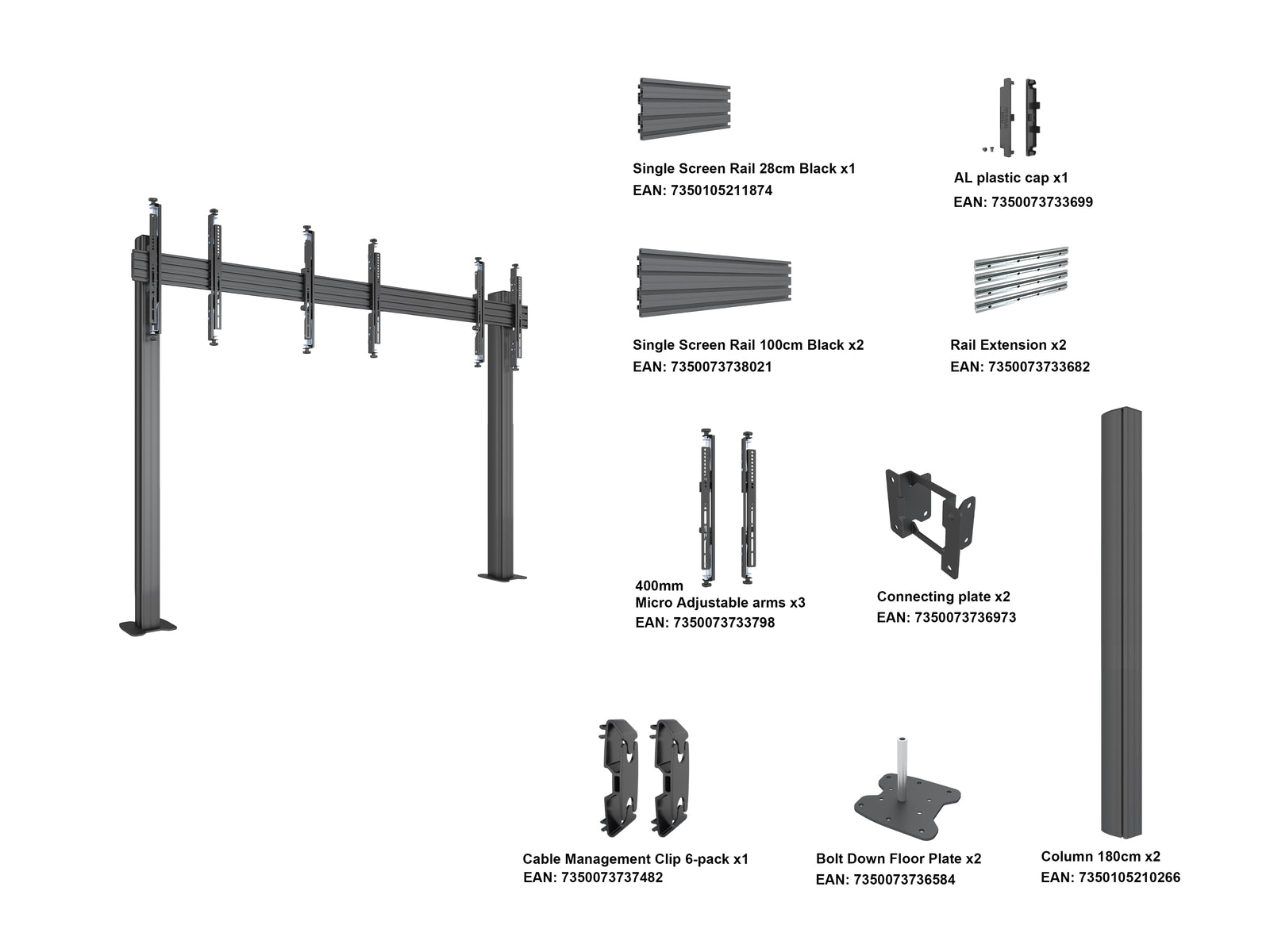 Multibrackets MBFM3x1UP M Pro Floormount Column For 55"-65" Screens | 7350105218842