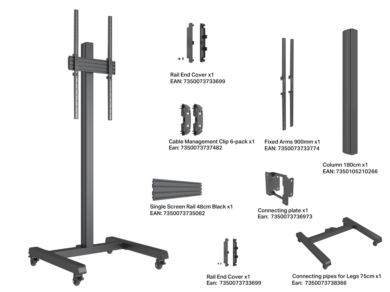 Multibrackets MBFS1U M Pro Floor Stand For 65"-100" Screens | 7350105219474 Floor Stand Multibrackets