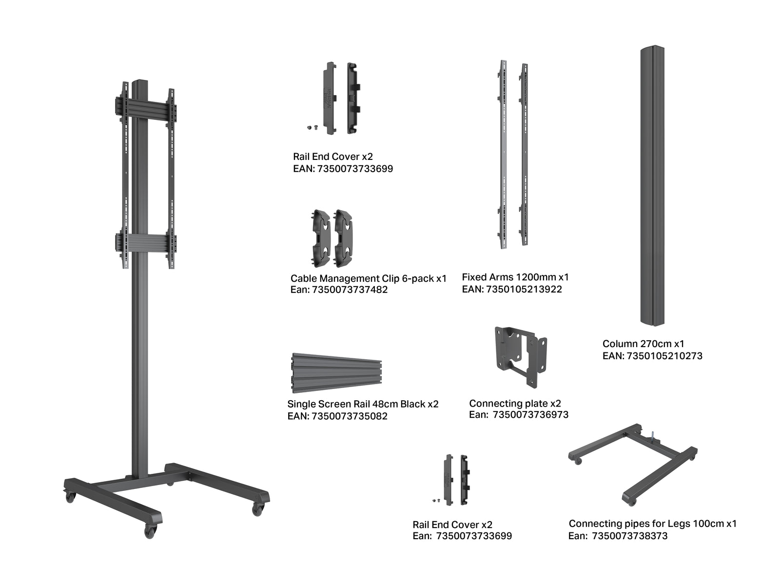Multibrackets MBFS1U M Pro Floor Stand For 65"-100" Screens | 7350105219481 Floor Stand Multibrackets