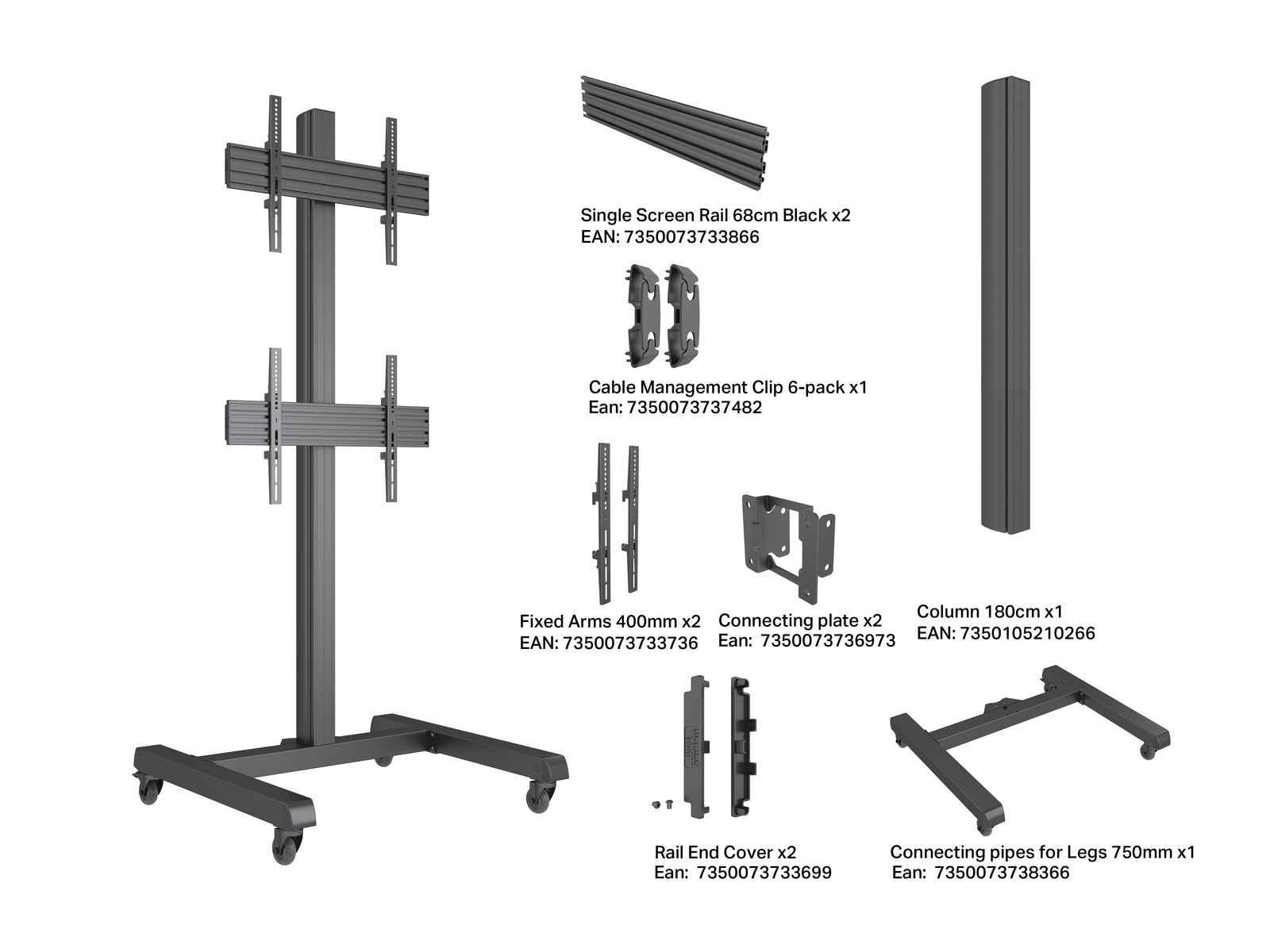 Multibrackets MBFS2U M Pro Dual-Screen Floor Stand For 55" Screens | 7350073738403 Floor Stand Multibrackets