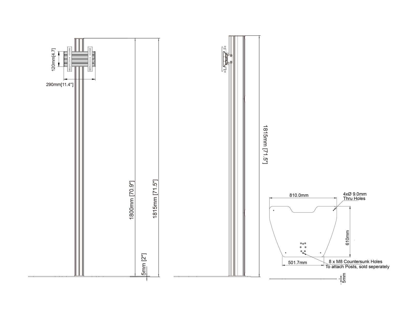 Multibrackets MBFSC1U M Pro 1.8m Floor Stand For 17"-55" Screens | 7340234813674 Floor Stand Multibrackets