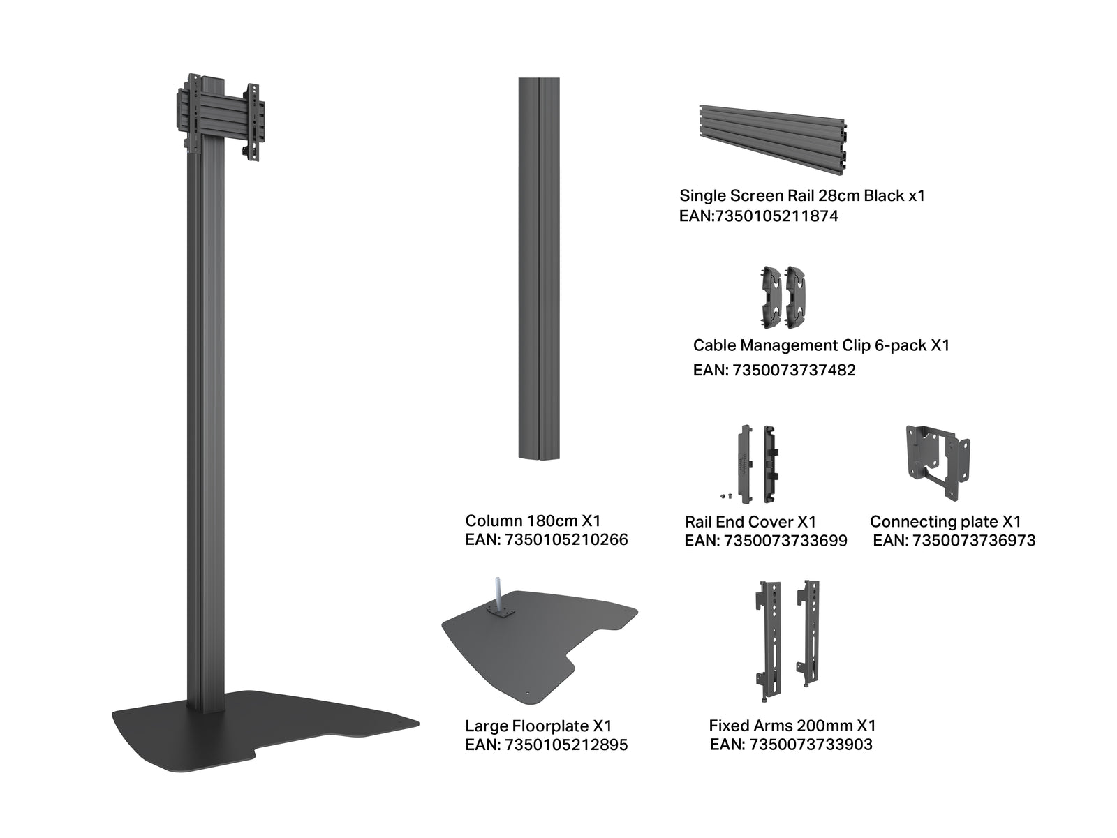 Multibrackets MBFSC1U M Pro 1.8m Floor Stand For 17"-55" Screens | 7340234813674 Floor Stand Multibrackets
