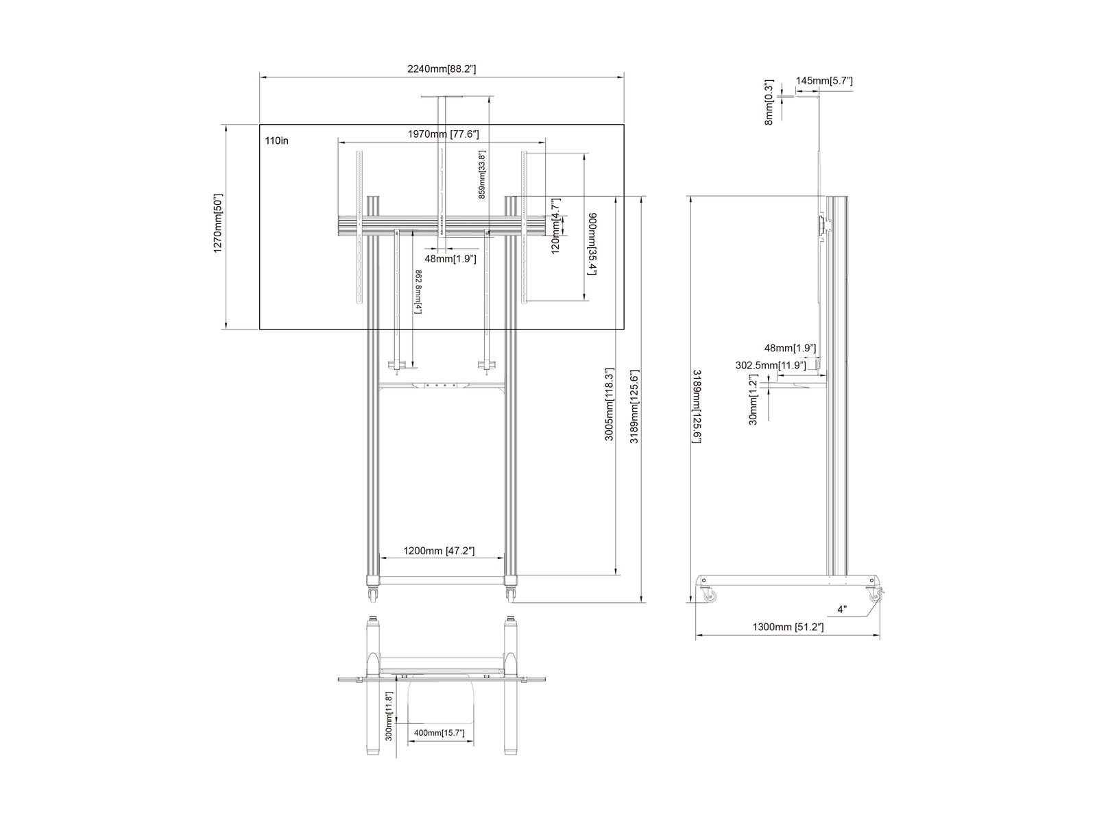 Multibrackets MBFSC1U M Pro Floor Stand For 65"-100" Screens | 7350022738461