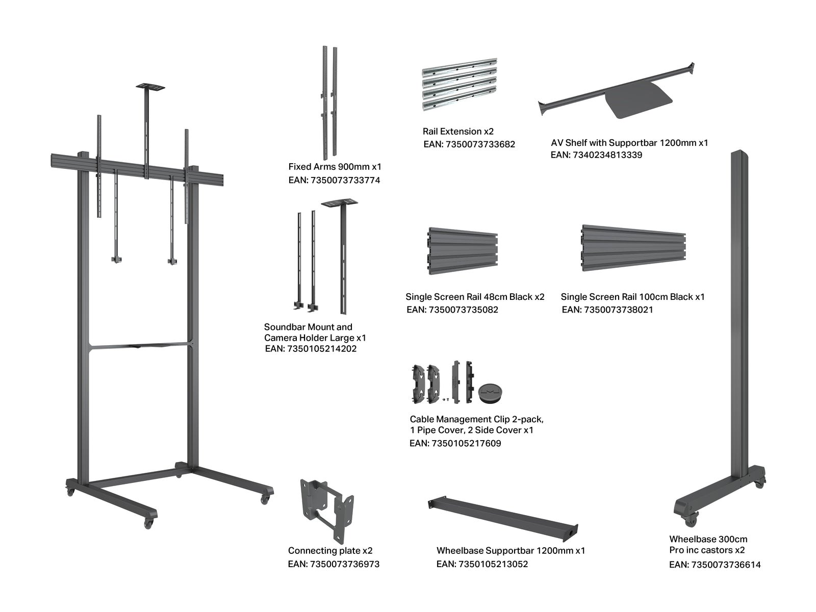 Multibrackets MBFSC1U M Pro Floor Stand For 65"-100" Screens | 7350022738461