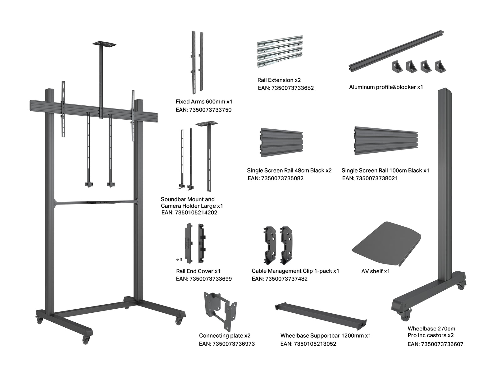 Multibrackets MBFSC1U M Pro Floor Stand For 65"-110" Screens | 7350105217111