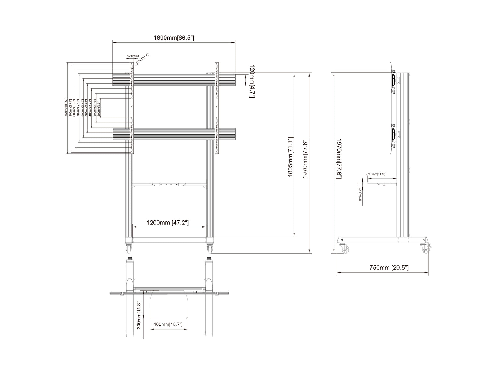 Multibrackets MBFSC1U M Pro Floor Stand For 85"-120" Screens | 7340234812806