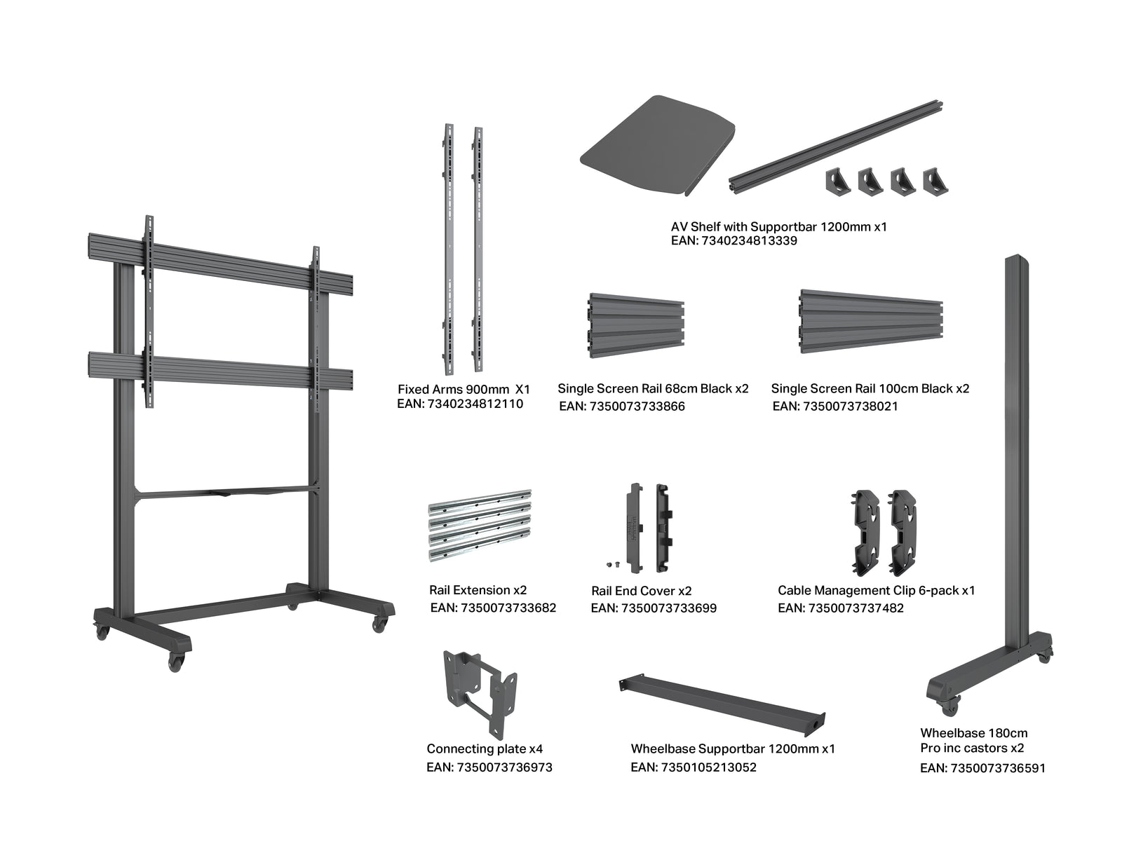 Multibrackets MBFSC1U M Pro Floor Stand For 85"-120" Screens | 7340234812806