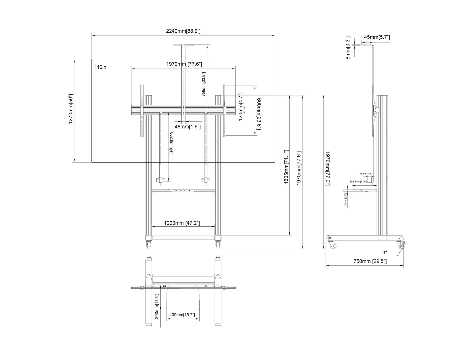 Multibrackets MBFSC1U M Pro Floorstand For 65"-100" Screens | 7350022738454