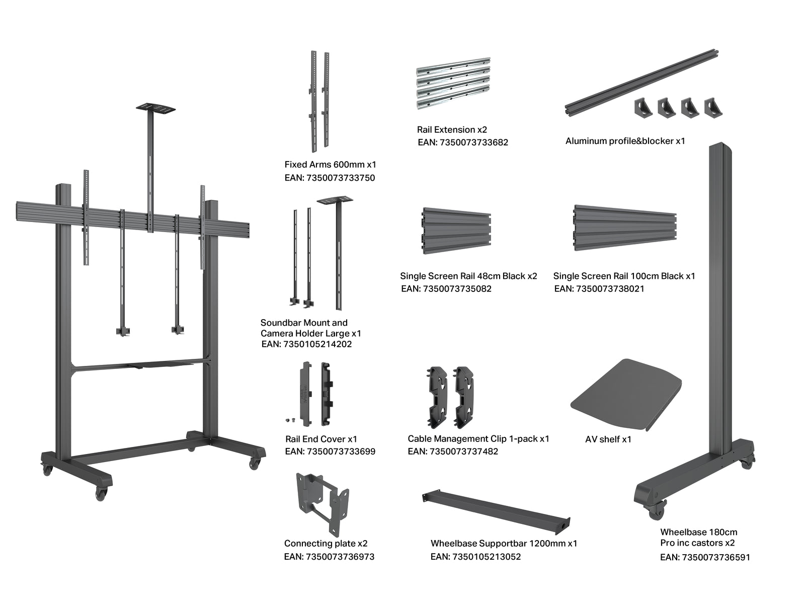 Multibrackets MBFSC1U M Pro Floorstand For 65"-100" Screens | 7350022738454