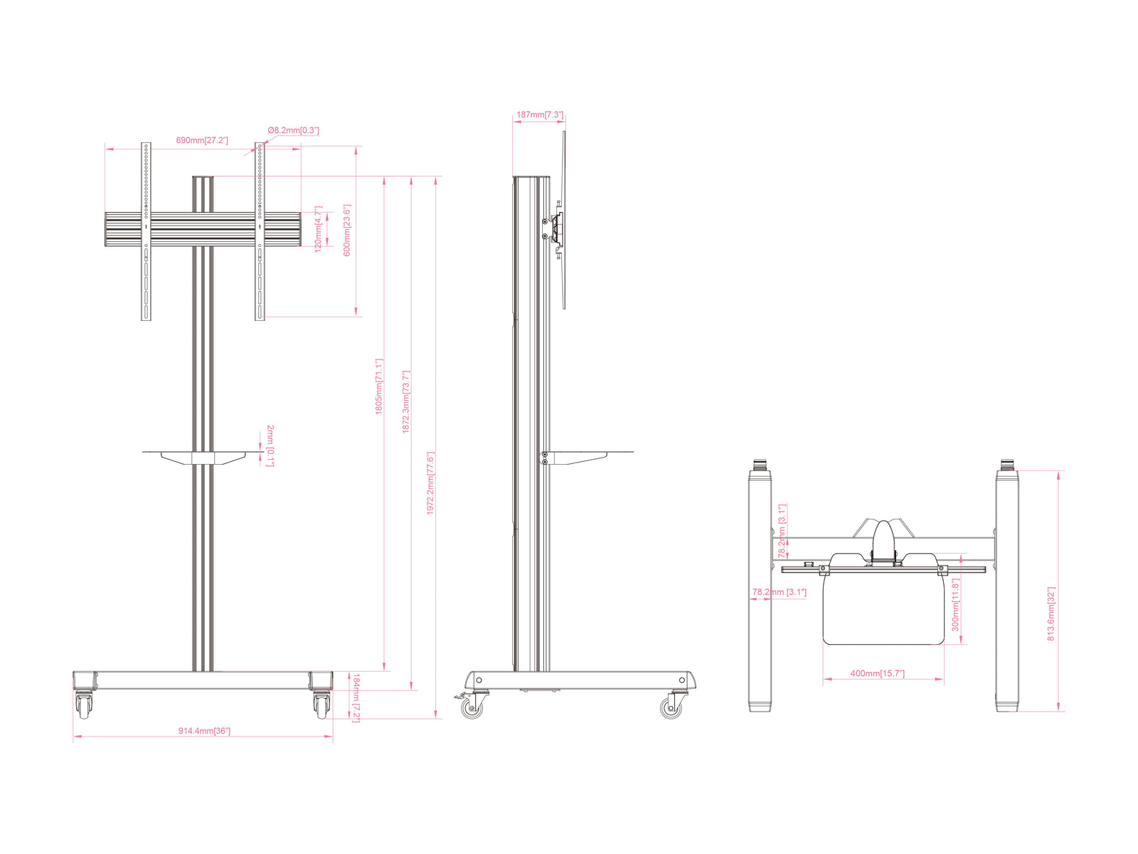 Multibrackets MBFSC1UW M Pro 1.5m Floor Stand For 43"-75" Screens | 7350073731657 Floor Stand Multibrackets