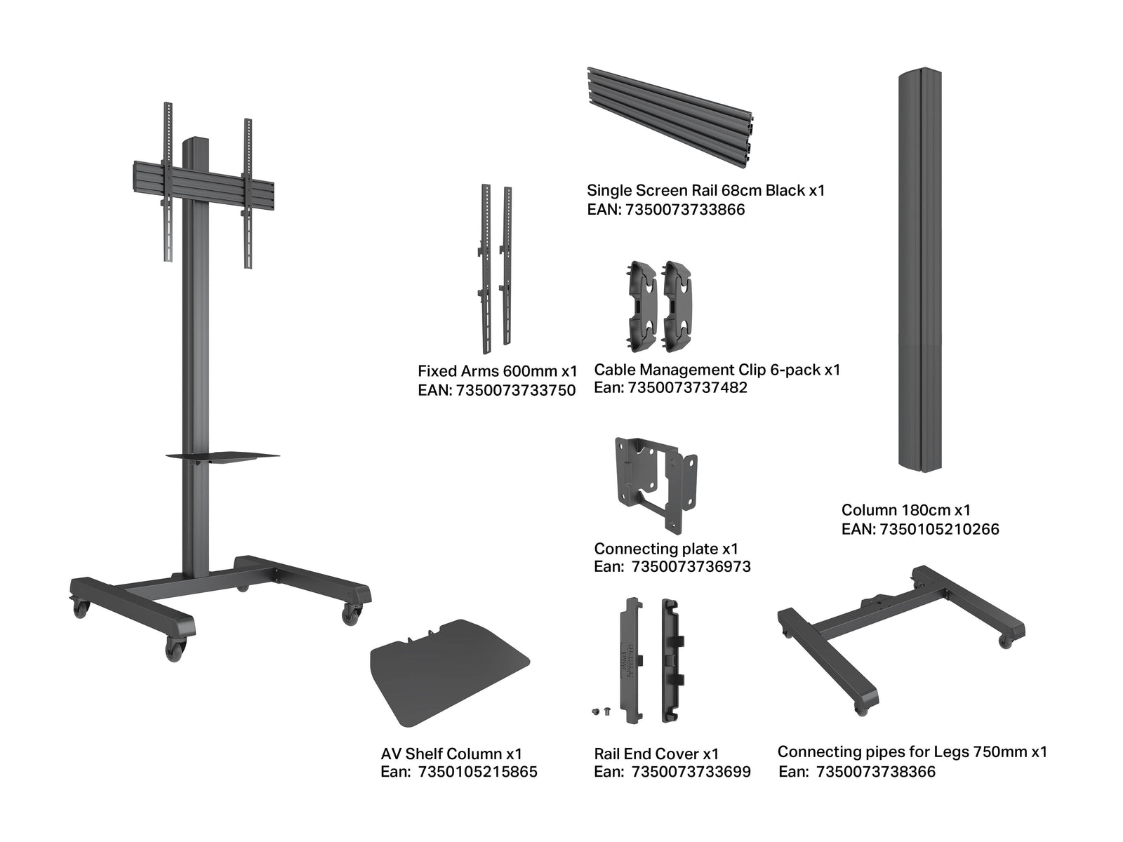 Multibrackets MBFSC1UW M Pro 1.5m Floor Stand For 43"-75" Screens | 7350073731657 Floor Stand Multibrackets