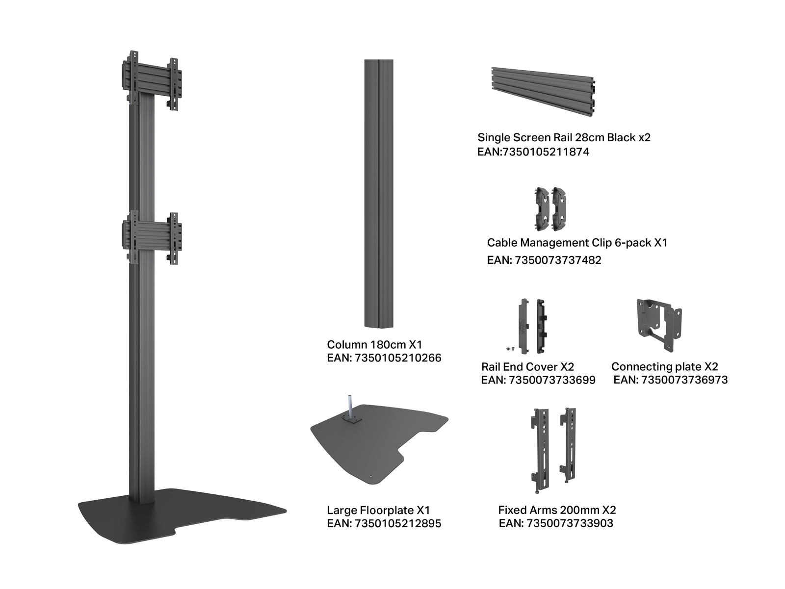 Multibrackets MBFSC2U M Pro 1.8m Floor Stand For 17"-50" Screens | 7340234813681 Floor Stand Multibrackets