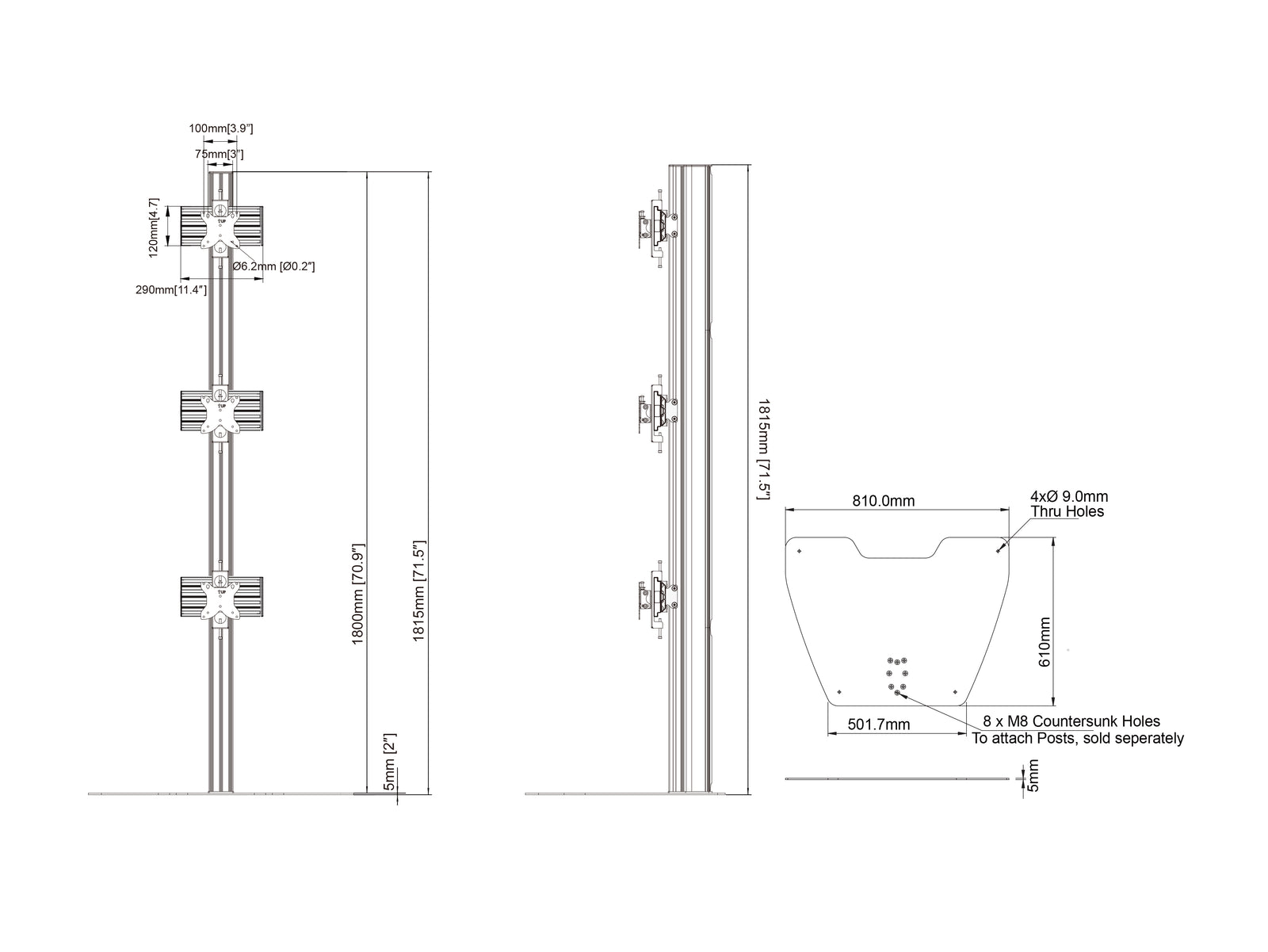 Multibrackets MBFSC3U M Pro 1.8m Floor Stand For 15"-32" Screens | 7350022739062 Floor Stand Multibrackets