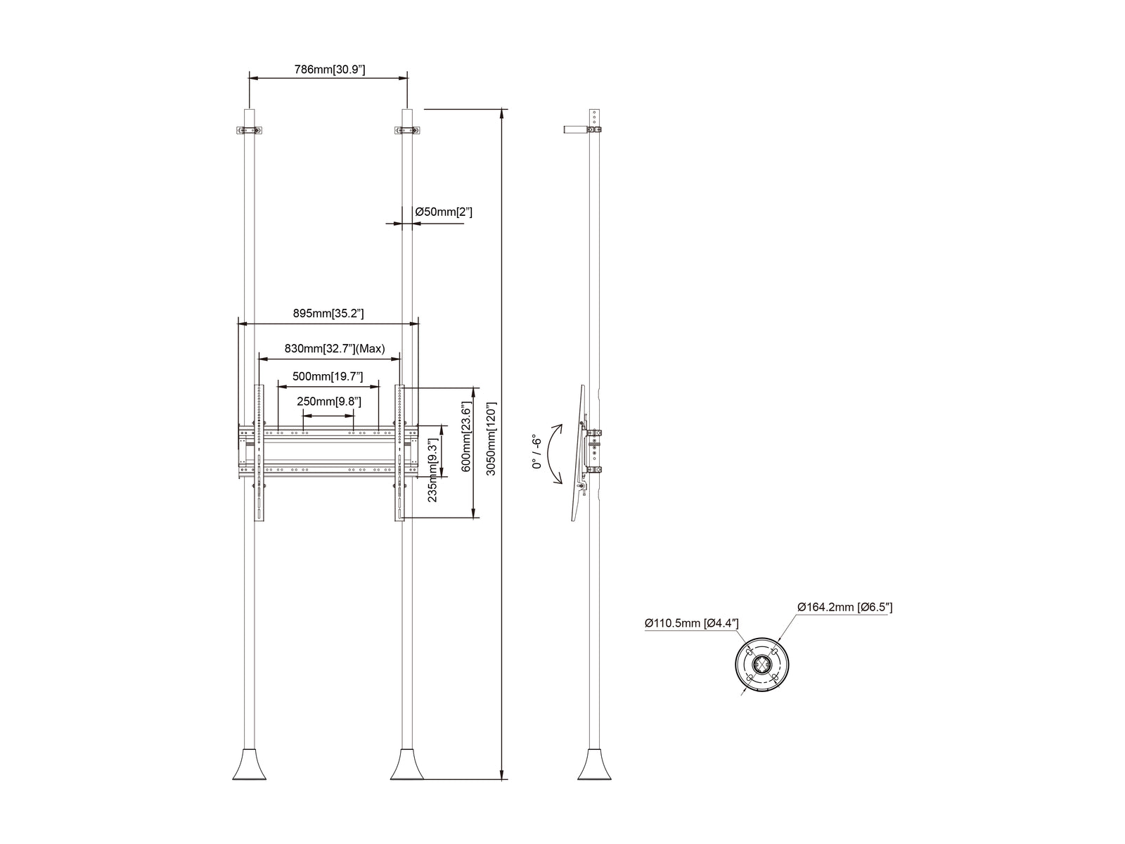 Multibrackets MBFW2P1UHD M Pro 3m Floor to Wall Mount For 65"-100" Screens | 7350105216015