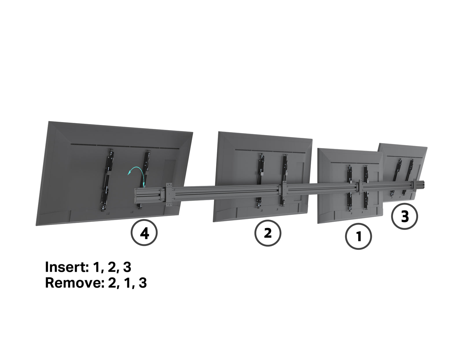Multibrackets MBW4U M Pro 4-Screen Wall Mount – Black | 7350073730179 Wall Mount Bracket Multibrackets