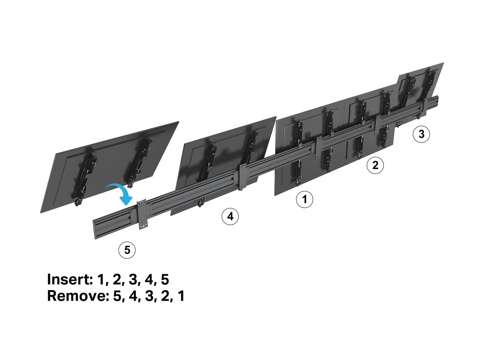 Multibrackets MBW5U M Pro 4-Screen Wall Mount – Black | 7350105219504 Wall Mount Bracket Multibrackets