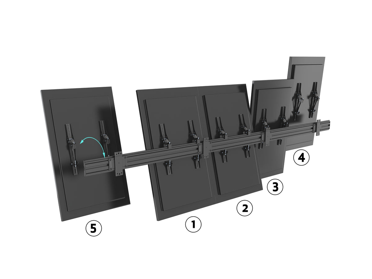 Multibrackets MBW5UP M Pro Tilt 5-Screen Portrait Wall Mount – Black | 7350105219160 Wall Mount Bracket Multibrackets