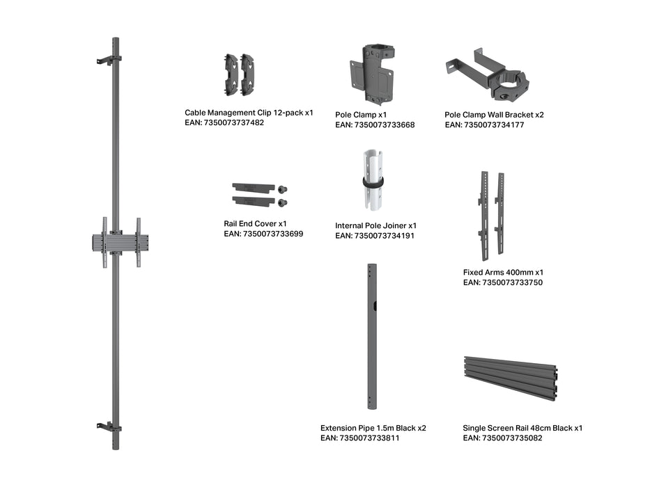 Multibrackets MBWW1U 3m Wall to Wall Mount For 40"-65" Screens | VESA 400x400 Wall Mount Bracket Multibrackets