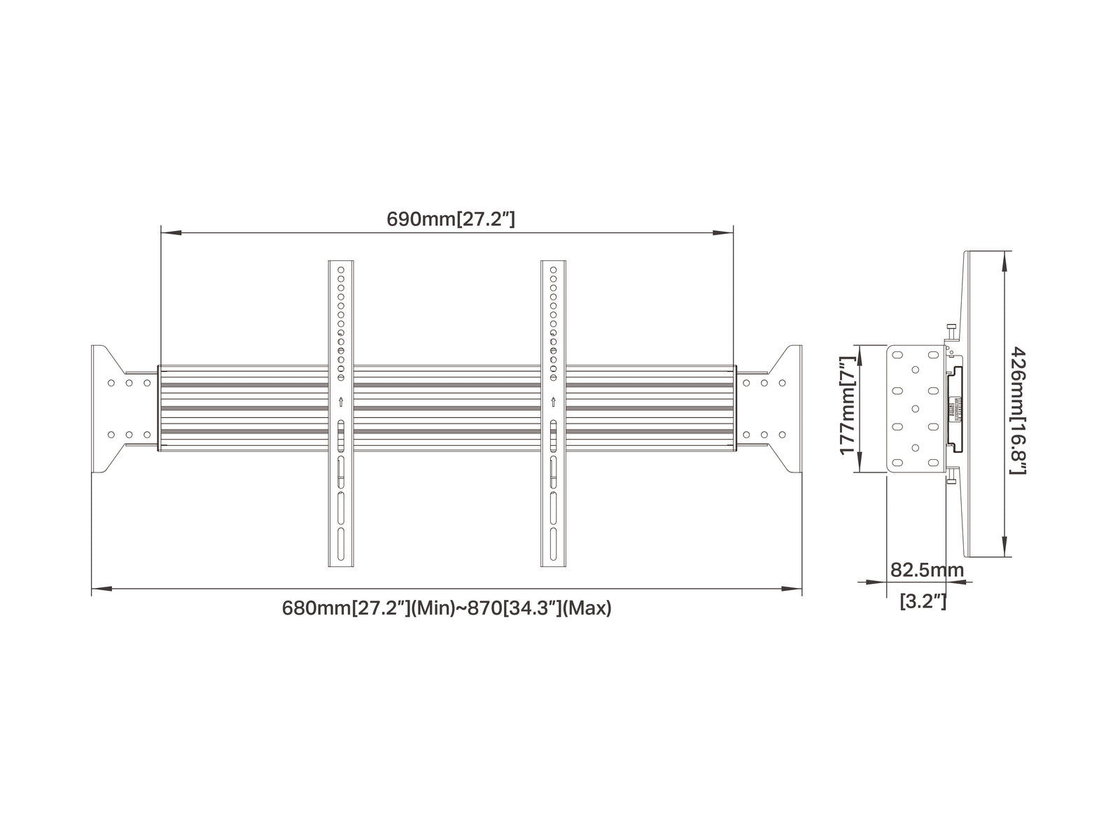 Multibrackets MBWW1U Wall to Wall Mount For 55" Screens | VESA 600x400 Wall Mount Bracket Multibrackets
