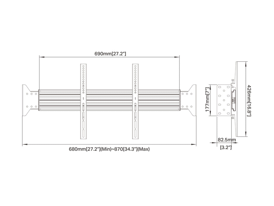 Multibrackets MBWW1U Wall to Wall Mount For 55" Screens | VESA 600x400 Wall Mount Bracket Multibrackets