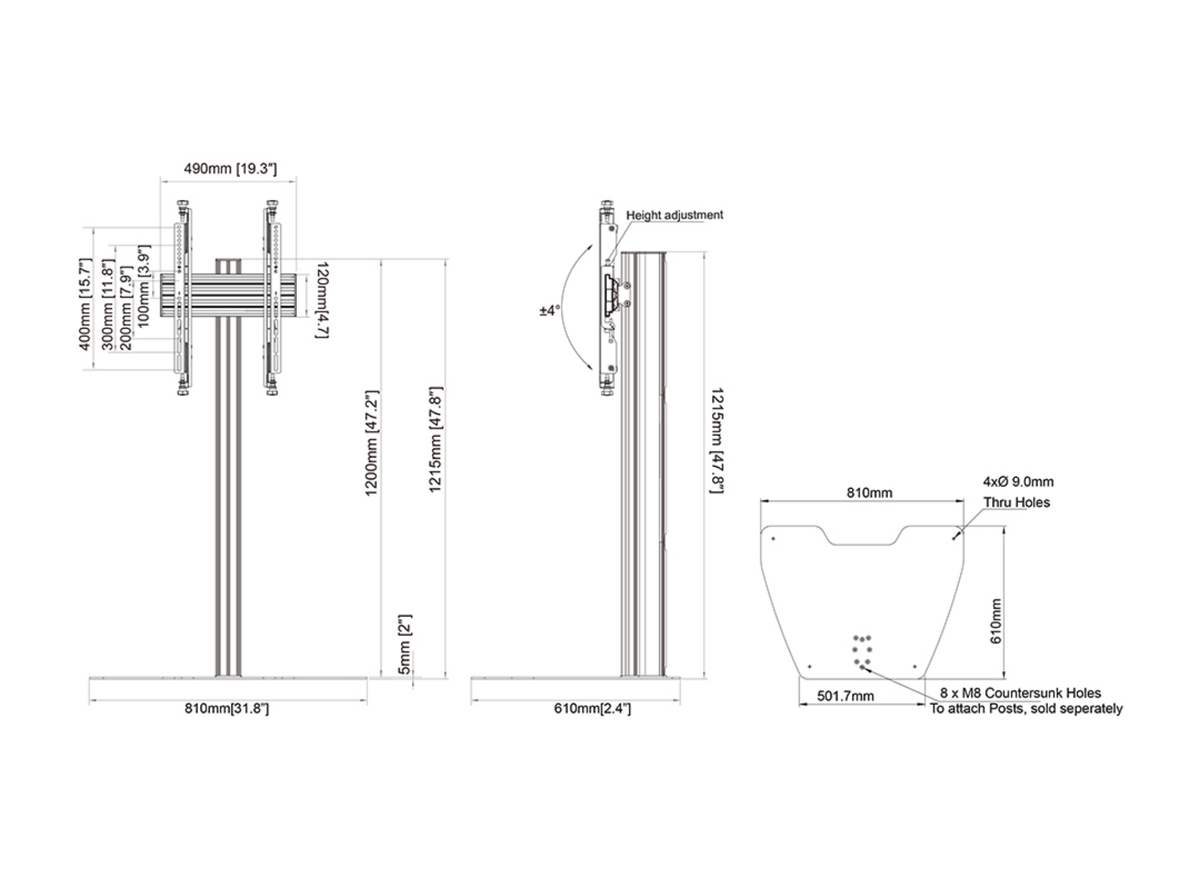 Multibrackets M Column Pro 120 Digital Signage Floor Stand - VESA 400x400 | 7340234816729 Floor Stand Multibrackets